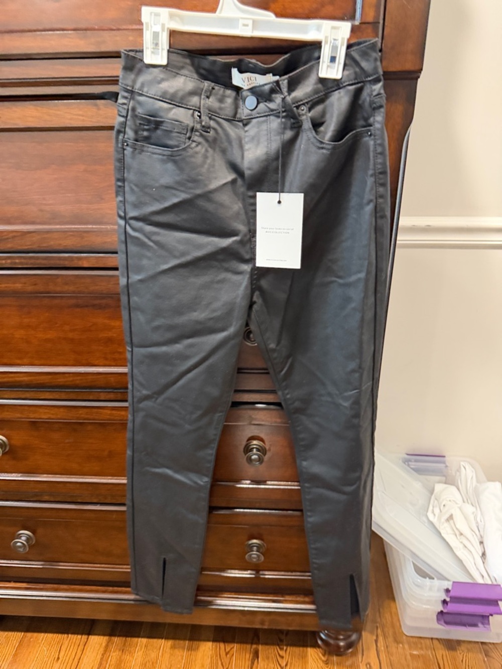 VICI Black Coated Skinny Ankle Pants